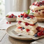 Tort bezowy z owocami – chrupiąca beza, bita śmietana i owoce